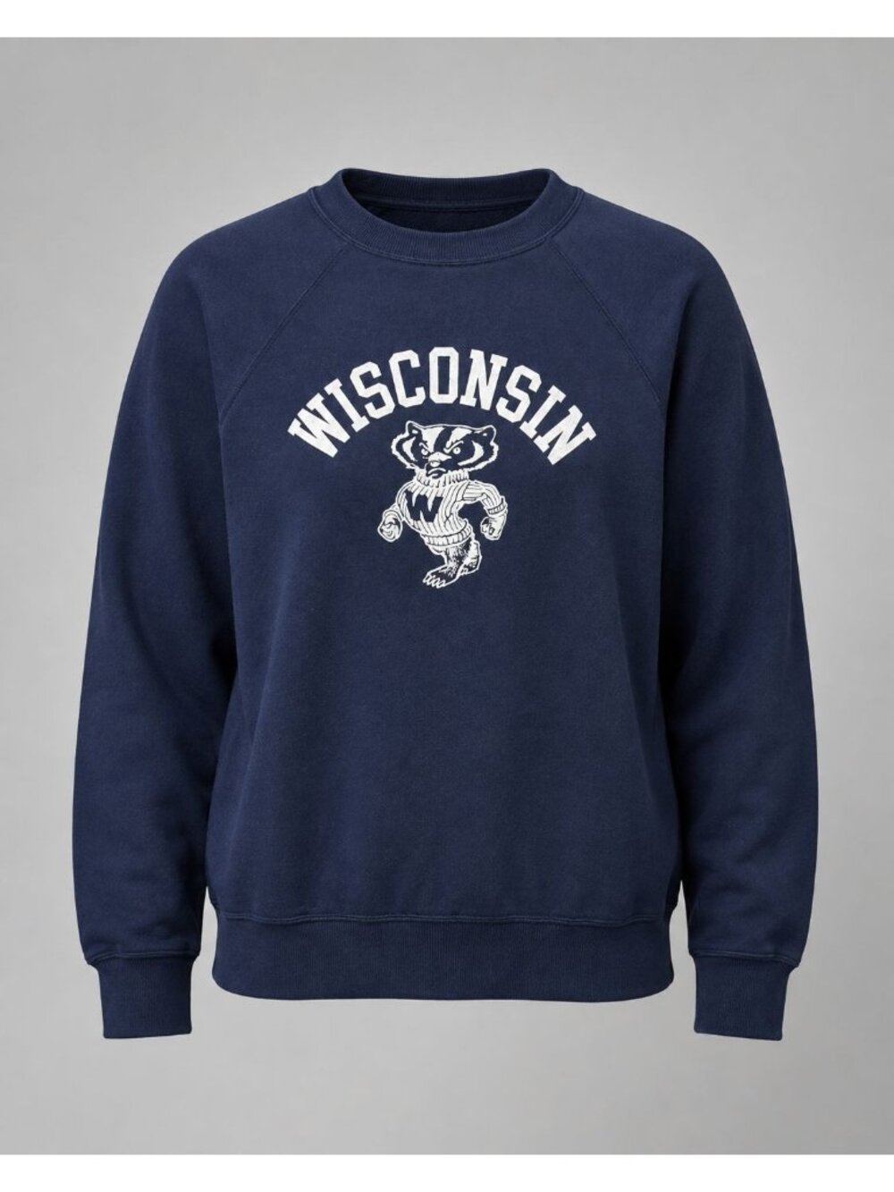 Champion Wisconsin Badgers Womens Large Sweatshirt VTG Navy w Bucky Badger USA